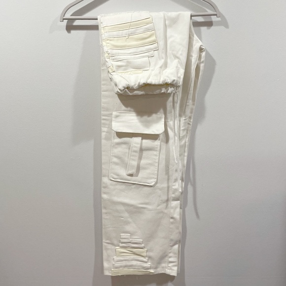 White Boot Cut Designer Pants/ White 90's wide leg jeans/white JEANS/ jean chic - Picture 1 of 7